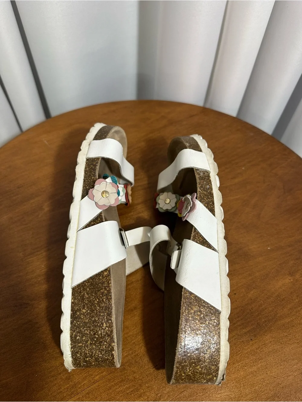 Autenti leather cork footbed Floral Accent Women's Sandals white size 39